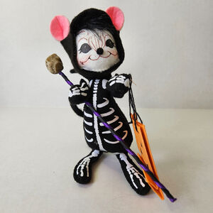 Annalee Skeleton Mouse 6" Halloween Figurine Felt Doll Trick or Treat Whimsical